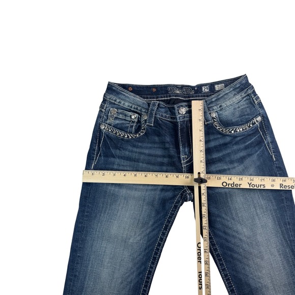 Miss Me Women's Y2K Dark Wash Mid-Rise Skinny Jeans Embellished Pockets Size 29 - Picture 9 of 11